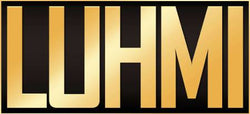 Logo has a black background with large upper-case gold coloured text saying ‘LUHMI’